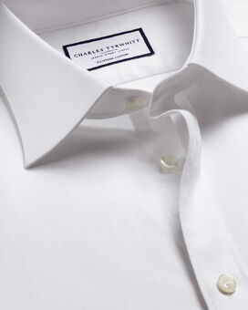 Semi-Spread Collar Egyptian Cotton Twill Shirt - White